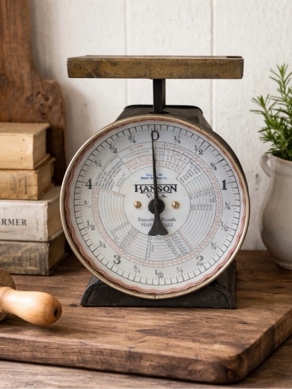Vintage Hanson Bros. Mechanical Scale USA - Farmhouse - Rustic Industrial Decor